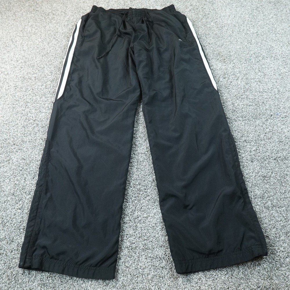 Adidas Pants Mens XL Black Baggy Track Warm Up Drawstring Windbreaker Jogger Y2K